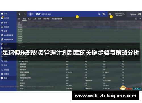 足球俱乐部财务管理计划制定的关键步骤与策略分析